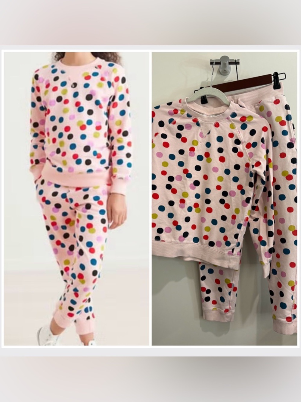 Hanna Andersson Holiday Confetti Dots Blush Pink Girls Matching Set 💖🌈